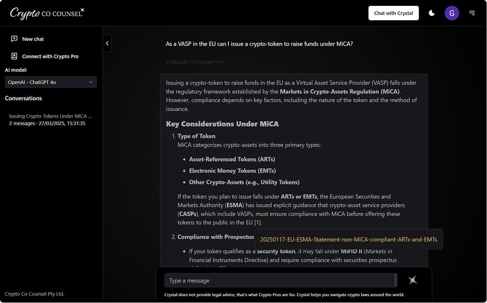 Crystal Chat Interface